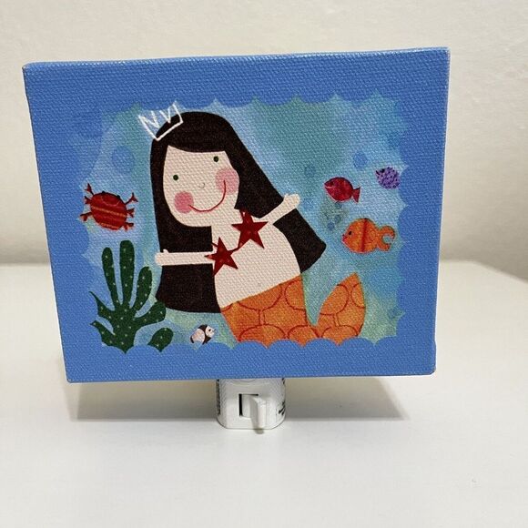 Oopsy Daisy Mermaid Canvas Night Light - Picture 1 of 13